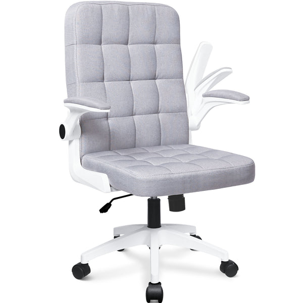 BASETBL F058 Grey Office Chair Small Study Chair with Flip-up Arm