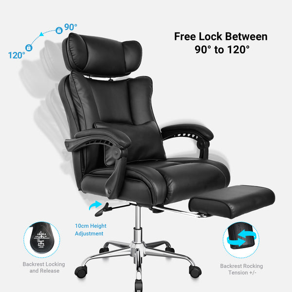 BASETBL F051 Executive Office Chair with Height Adjustable Headrest