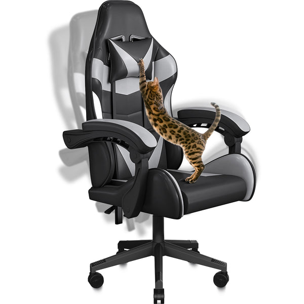 BASETBL F057 Gaming Chair XL Resistant to Cat Biting and Scratching, Ergonomic Computer Chair with Footrest